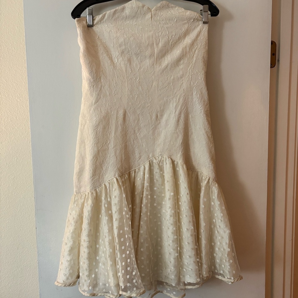 80’s Strapless Cream Sweetheart Neckline Lace Party Prom Dress - Lost Boys Star‎